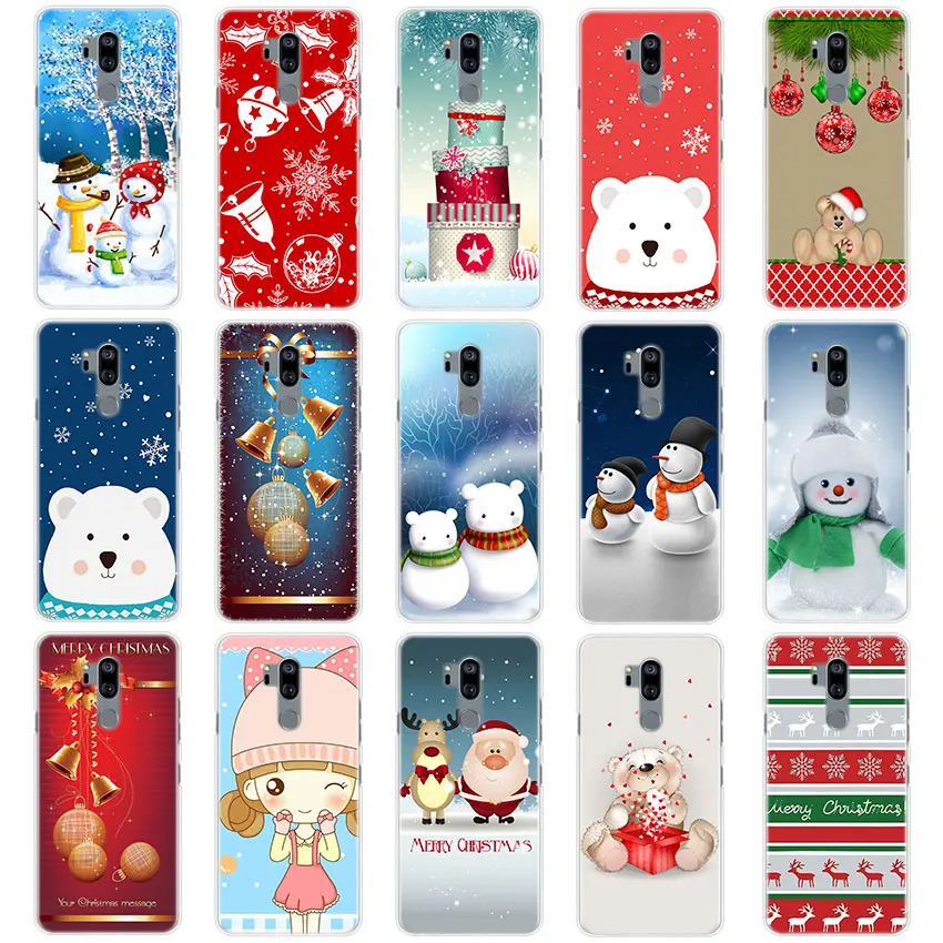

cute Merry Christmas snowman phone Case Cover for LG G5 G6 G7 ThinQ V30 V40ThinQ Q6 Q7 Q8 Hard PC case cover