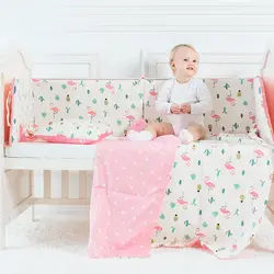 Детские Постельное белье Фламинго узор комплект для детской кроватки в том числе кроватка бампер плоской подошве наволочка пододеяльник