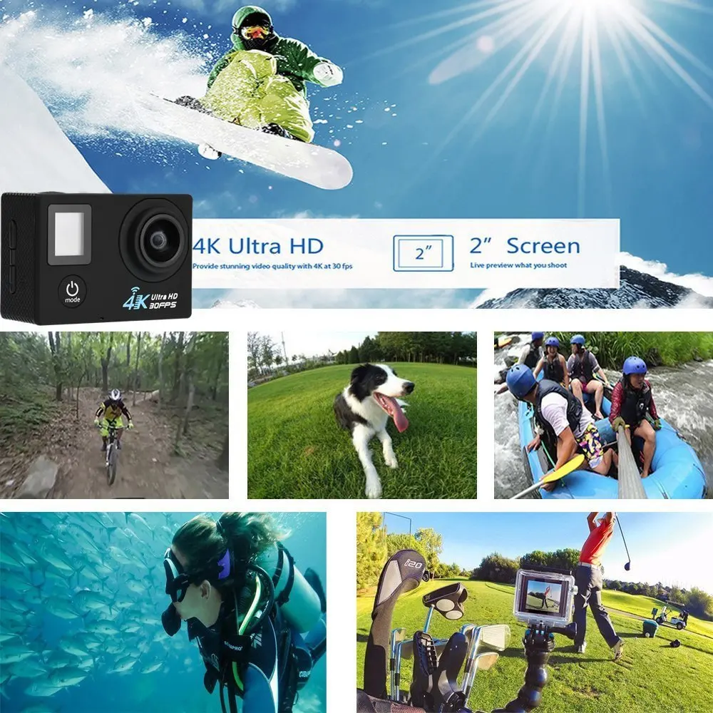 RICH SJ8000D 4K 30FPS 2.7K Action Camera 16MP WiFi Sports Cameras Dual LCD Display 30M Waterproof mini camcorder 170 angle Cam sports camera