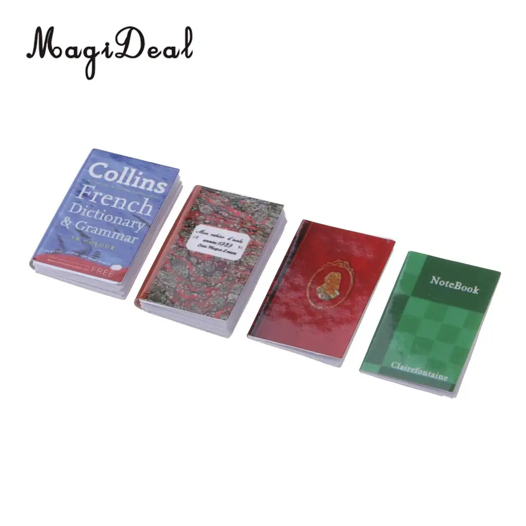 4 Pieces 1/12 Dollhouse Miniature Accessory Colorful Notebooks Study Room Living Room Decoration Dolls Accessories Toy