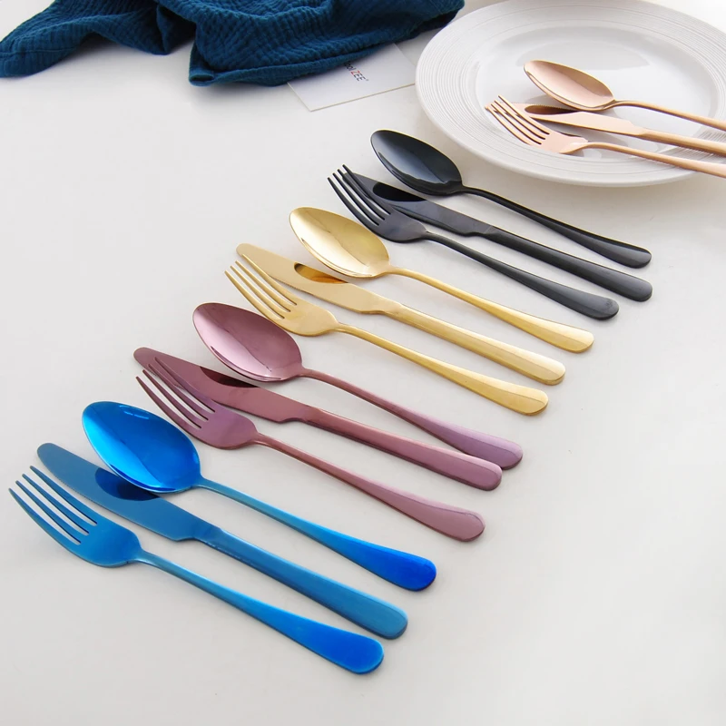 

24Pcs/set Black Cutlery Set Stainless Steel Dinnerware Tableware Silverware Sets Dinner Knife and Fork Dinner Set Drop Shipping
