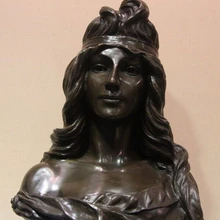 Bi002428 Бронзовая Скульптура SELIKA Молодая Женщина в Стиле Ар-Деко Фигурка Статуя Мраморное Основание Рисунок