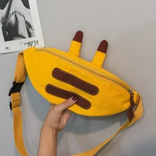 Cartoon Waist Bag For Women Cute Girl Crossbody Bag Casual Canvas Ladies Chest Shoulder Bags Handy Banana Fanny Pack Female