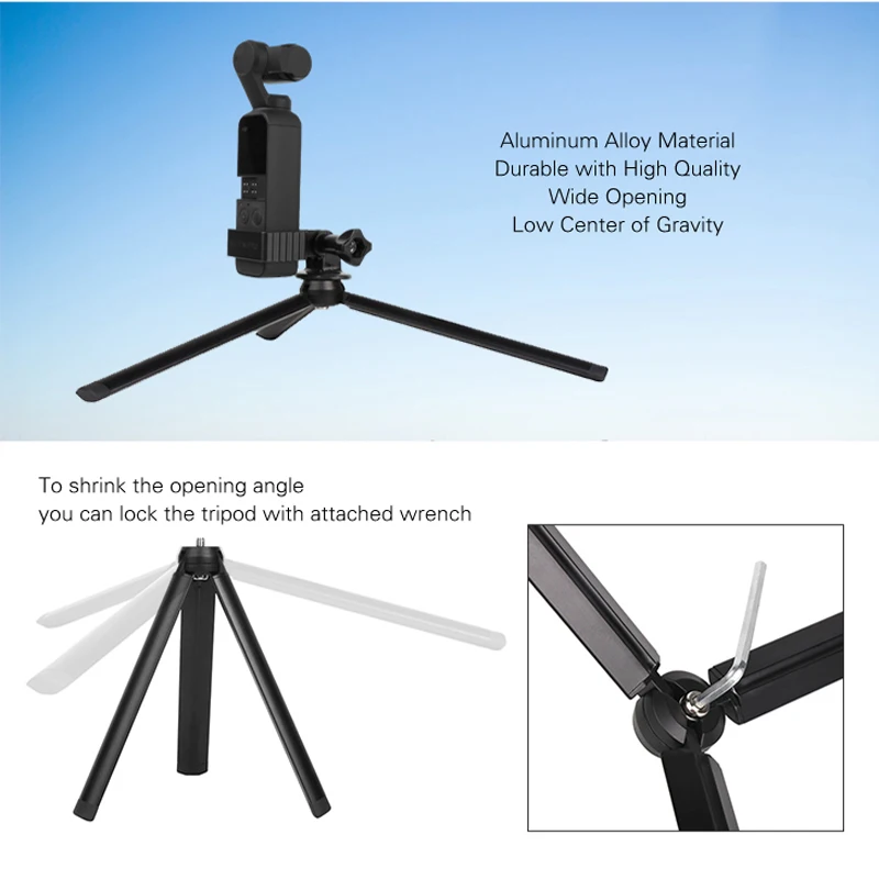 osmo Pocket Handheld selfie stick rod + tripod stabilize holder with Metal Clip For DJI osmo Pocket camera gimbal  1 (14)