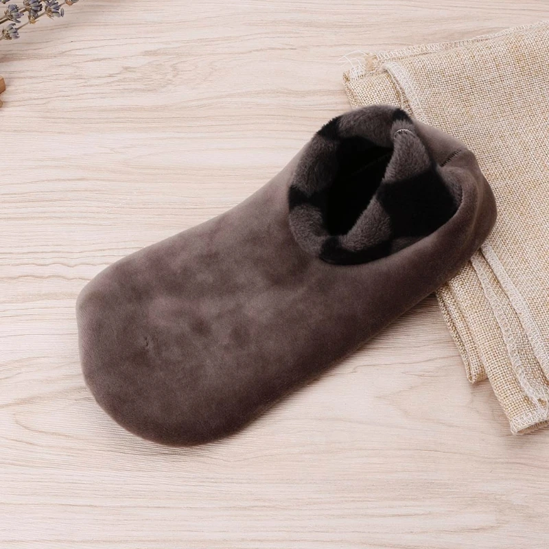Мужские утолщенные зимние теплые носки для обуви, Нескользящие эластичные домашние носки-Тапочки