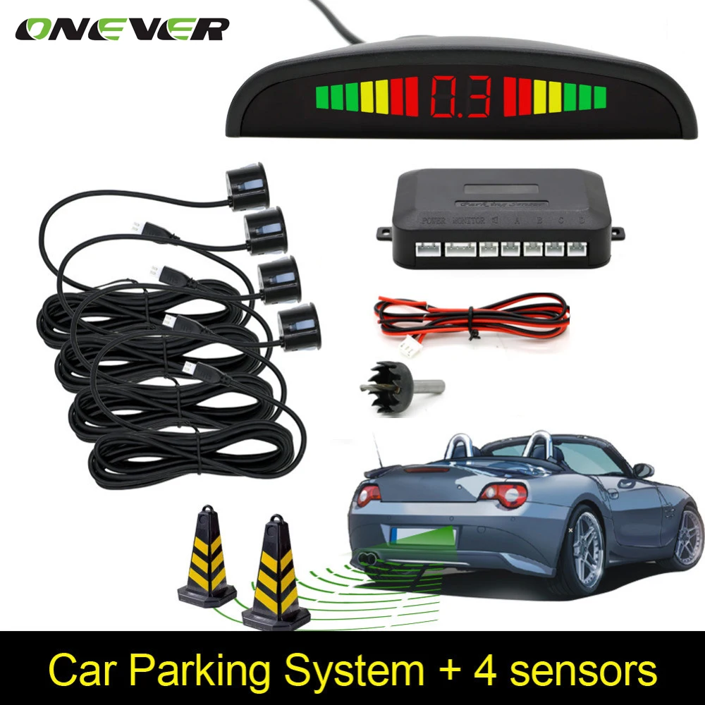 

Car Auto Parktronic LED Parking Sensor With 4 Sensors Reverse Backup Car Parking Radar Monitor Detector System Backlight Display