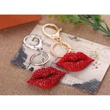 Женский брелок с красными губами, брелок с кристаллами для губ, брелок с подвесками для ключей, мешочек для украшений, подарок, предпочтительный