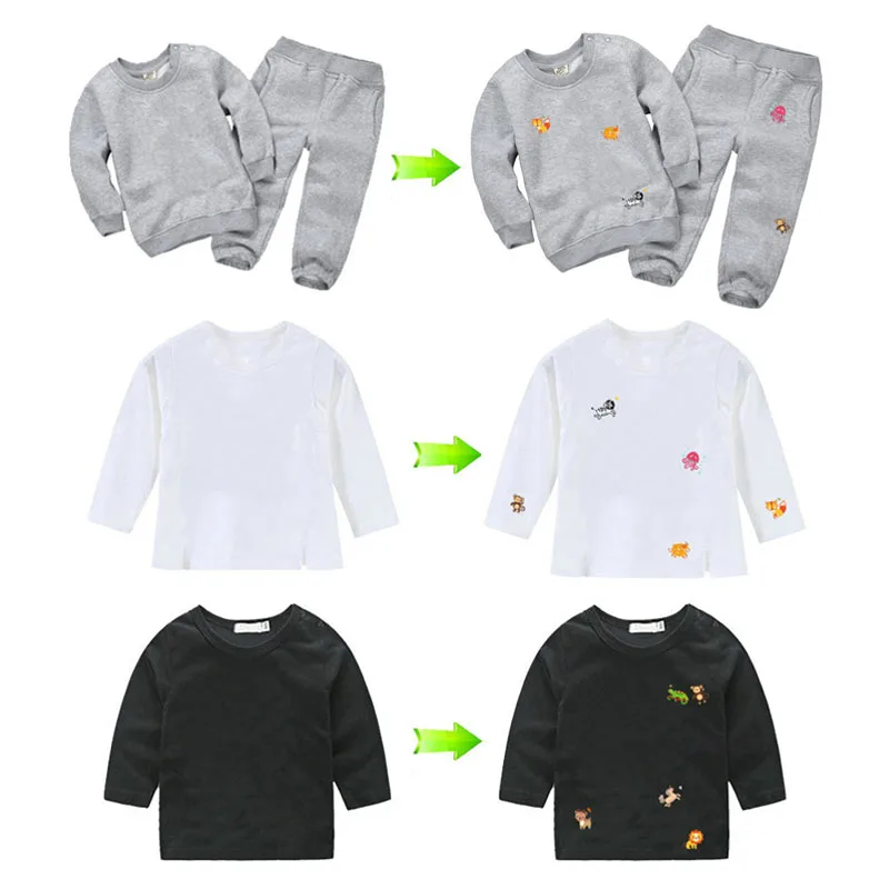 Patches Hot Vinyl Cartoon Animals Flower Kids Clothes Clothing Patch DIY Accessory Applique Badge Heat Transfer Ironing