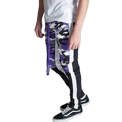 New Men's Casual Fitness Sweatpants Fashion Style Camouflage Stitching Cargo Trouser Male Street pants t0247 - Цвет: Фиолетовый