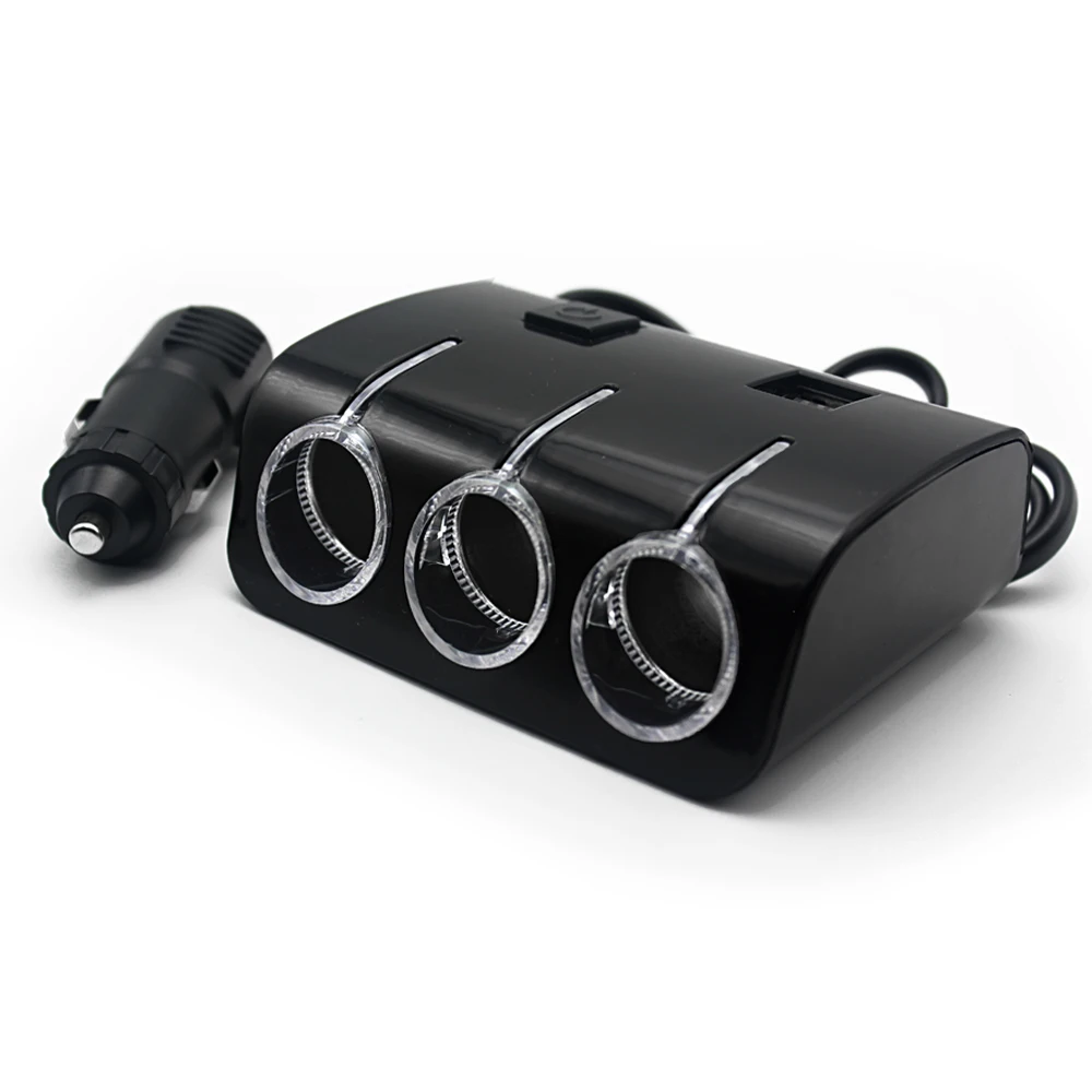 3 Ways 120W Universal Car Cigarette Lighter 3.1A Output Sockets