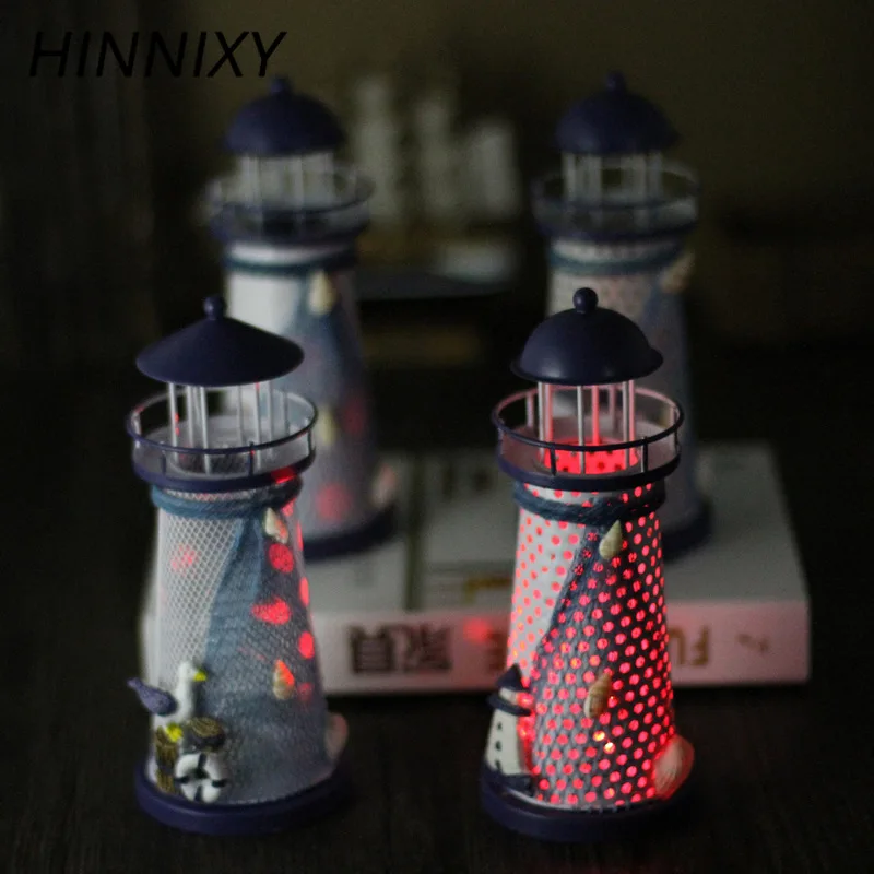 Hinnixy океан Маяк ночные светильники Средиземноморский стиль железные ремесла