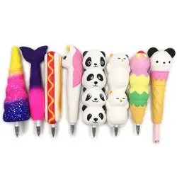 Моды мягкими колпачок кошка мороженое панда оболочка карандашом держатель медленно нарастающее при сжатии игрушка в подарок