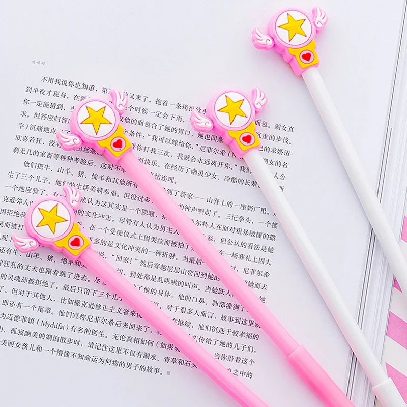 Каваи скептир гелевая ручка волшебная палочка крыло звезда Японский милый школьный офис поставка Материал Розовый Белый канцелярский магазин вещь Kawai