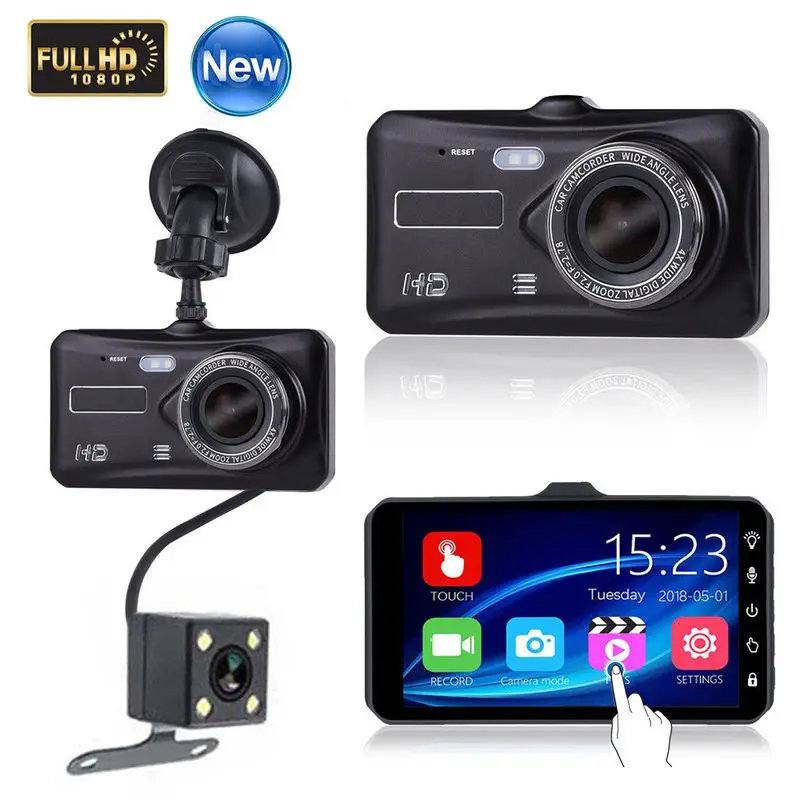 

New 4 Inch HD 1080P Car DVR Dual Lens Dash Cam Video Camera Recorder Night Vision Touch Screen 170 Degree Wide Angel Lens