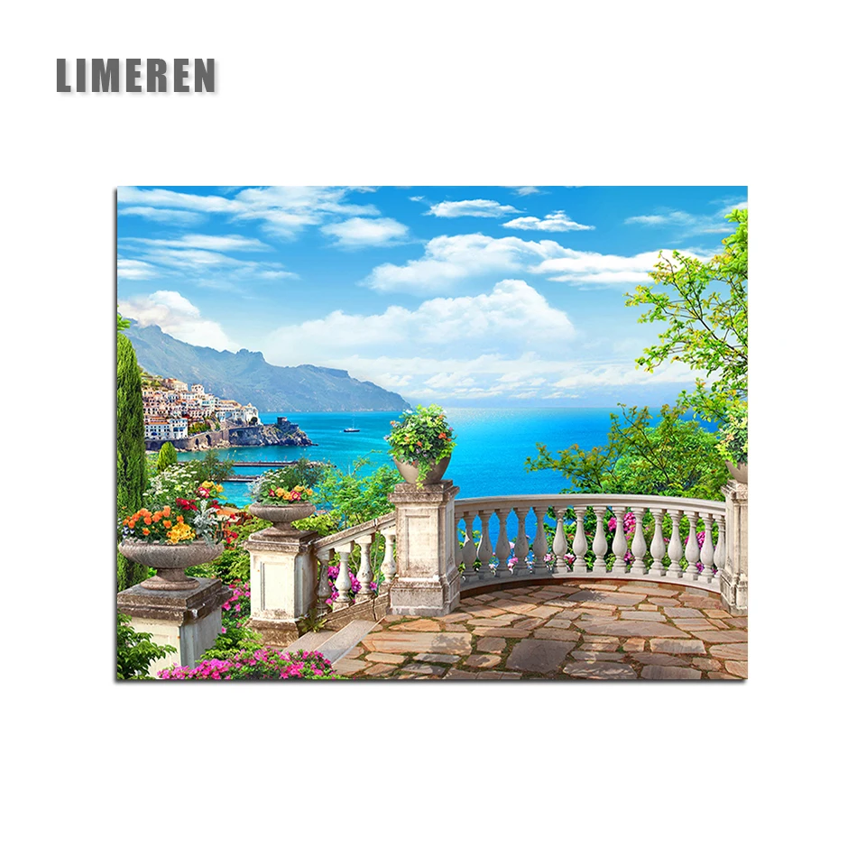 

Sea Landscape Unframed DIY Acrylic Oil Painting By Numbers On Canvas Drawing By Hand Painted For Adults Home Decor