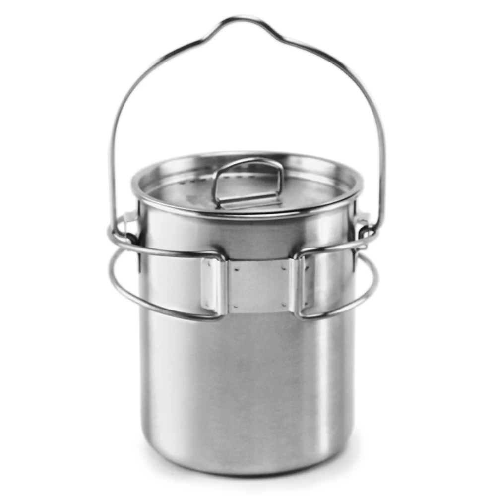 Ceny 700ml na świeżym powietrzu ze stali nierdzewnej stalowy kubek kubek garnki zastawa stołowa kubek kempingowy piknik kubek wody kubek kawy herbaty z pokrywką i składany uchwyt