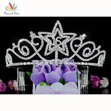 Павлин Звезда серебро Цвет Сладкие 16 день рождения Crystal Star Quinceanera Тиара ct1558