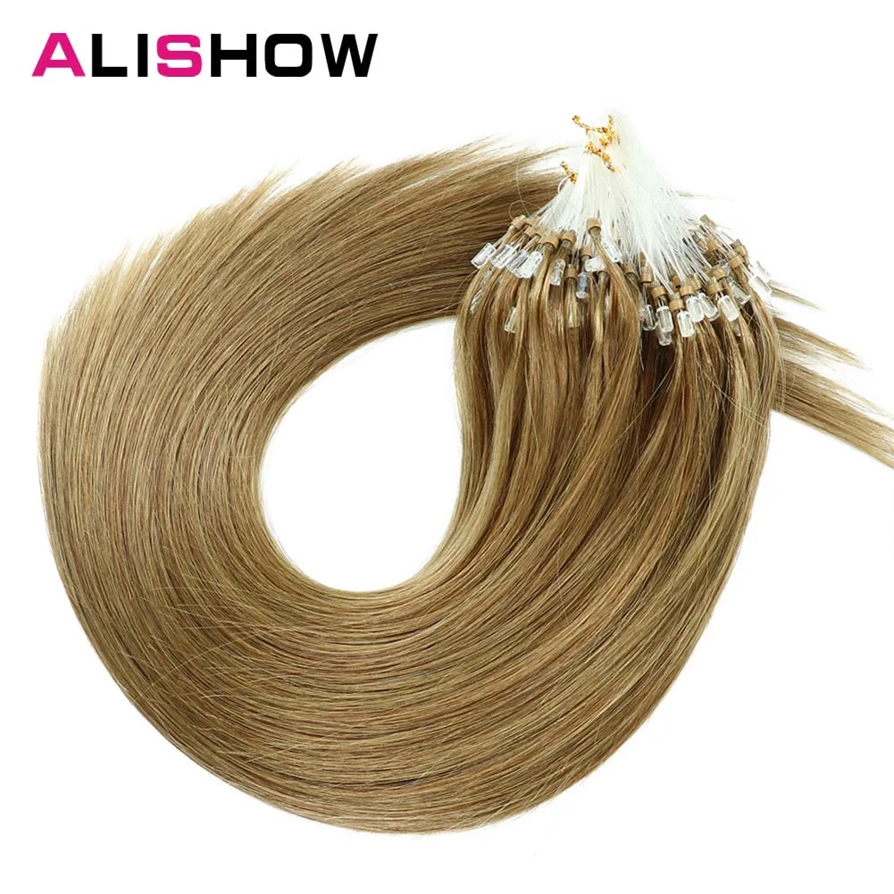 #8 Прямые волосы Alishow на микро кольцах 1 г/локон 50 г/упак. Человеческие волосы remy с микро-бусинами, прямые волосы для наращивания - Цвет: #8