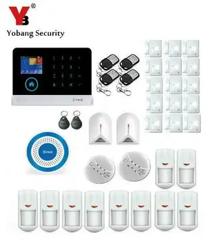 

Yobang Security-2.4 Inch WIFI GPRS Home Wireless GSM Alarm System Metal Remote Control Alarm Security System+2pcs Glass Sensor