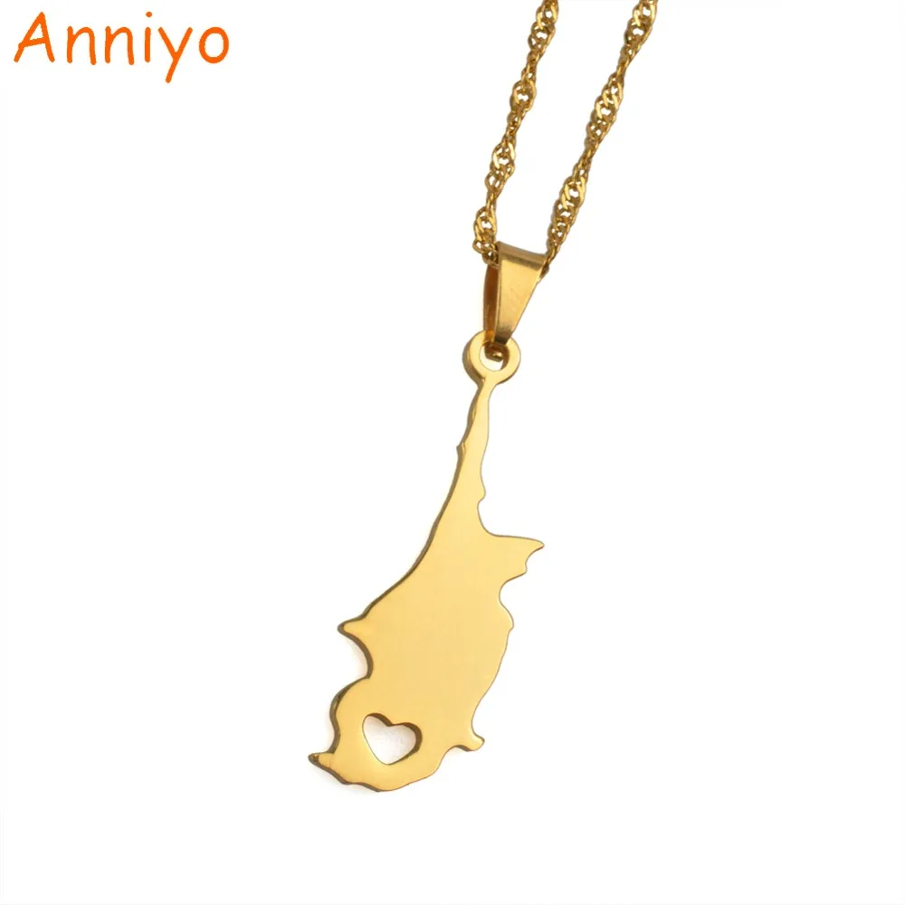 Anniyo Cyprus Country Map Pendant Necklaces Gold Color Jewelry Kibris Maps Patriotic Gift
