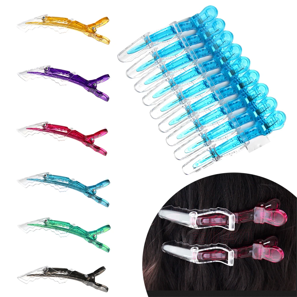 

10 Pcs Plastic Professional Hairdressing Clips Cutting Salon Styling Section Hair Grip Hair Alligator Clips