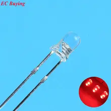 3 мм красный светодиодный светильник, круглый светодиод, Прозрачный Ультра яркий светильник, плагин, набор для самостоятельной сборки, практичный широкоугольный DIP, 100 шт./лот