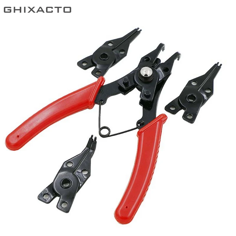  GHIX Multifunction 4 IN 1 Snap Ring Pliers Multi Tools Multi Crimp Tool Internal External Ring Remover Retaining Circlip Pliers