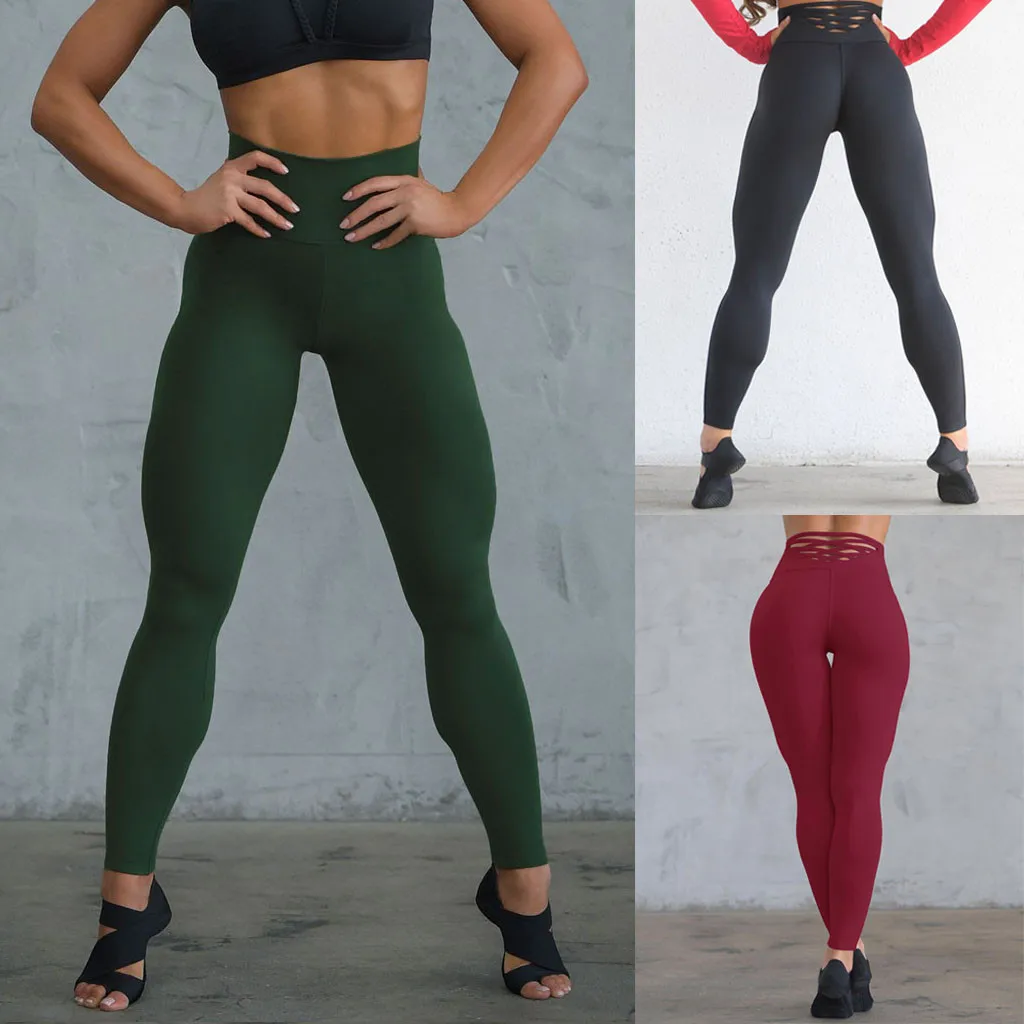 

Womail High Women Fashion Solid Tight Sports Pants Ladies Long Trousers leggings sport women fitness sports wear for women gym
