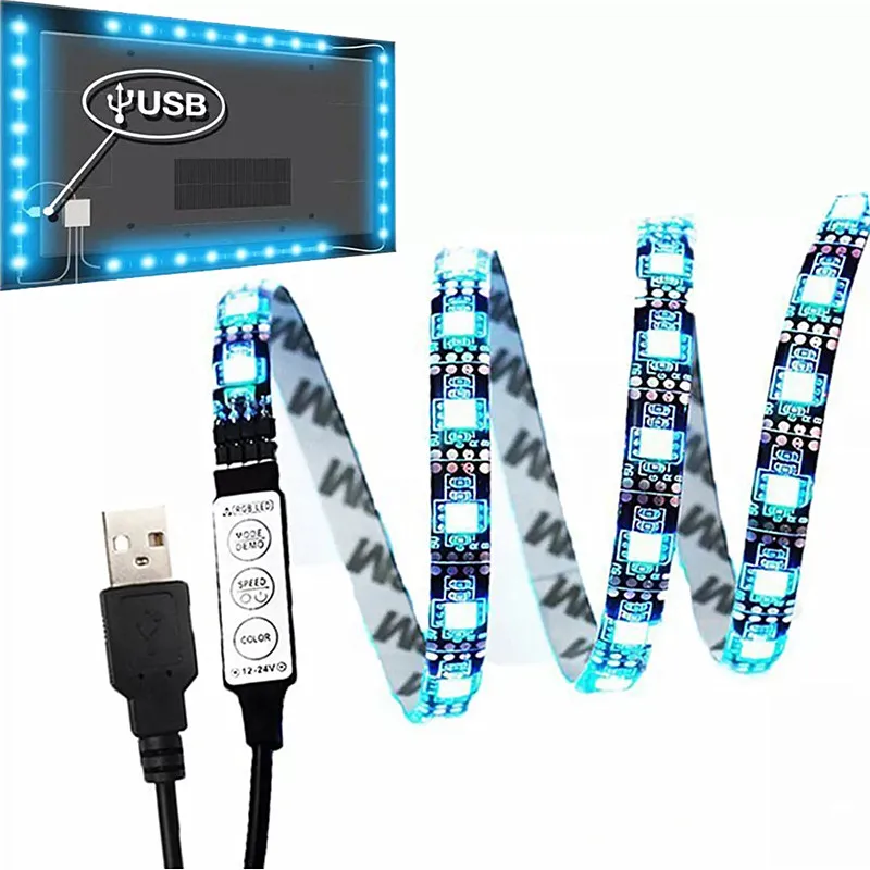 5 в постоянного тока USB Светодиодная лента 5050 водонепроницаемый RGB светодиодный