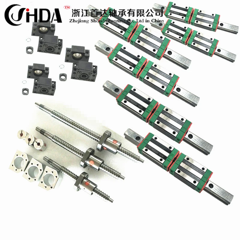 

Free shipping cnc set HGR20 Square Linear guide sets 12pcs HGH20CA +SFU605/1610 1605 ball screw+BK BF12 +Shaft coupling