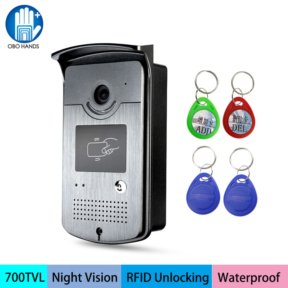 RFID Intercom Door Bell Video Door Phone System Entrance Machine IR COMS Outdoor Camera without Indoor Monitor 125KHz EM Reader