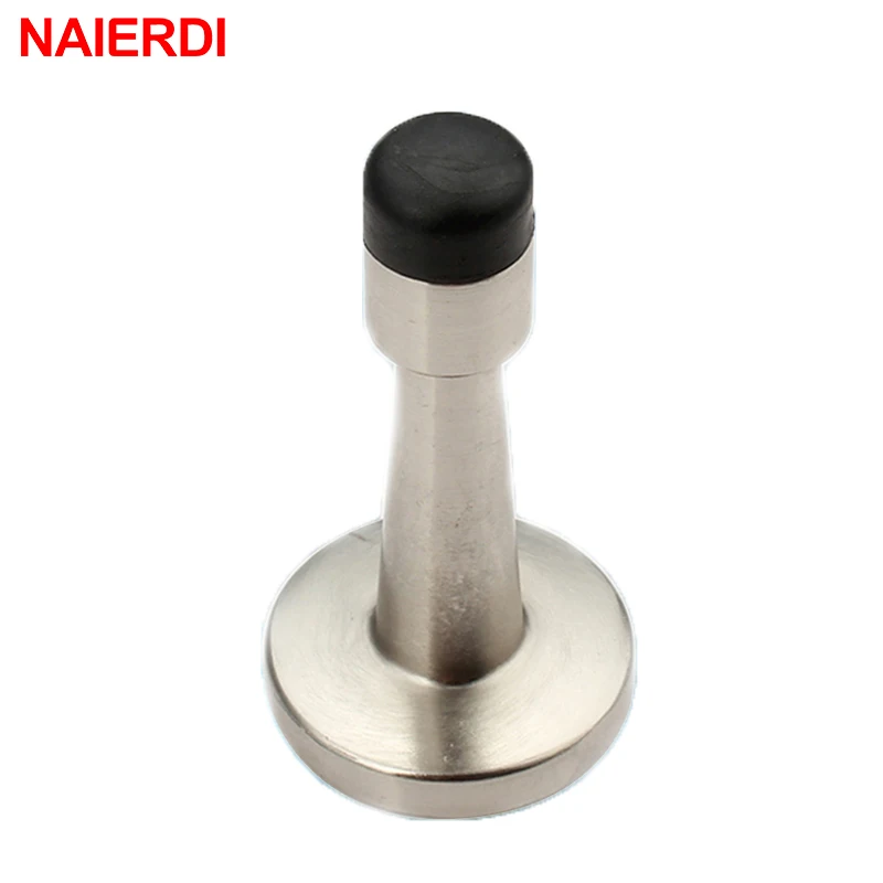 NAIERDI Stainless Steel Door Stops Wall Mounted Door Stopper Rubber Holder Catch Floor Fitting With Screws Bedroom Home Hardware - Image 3