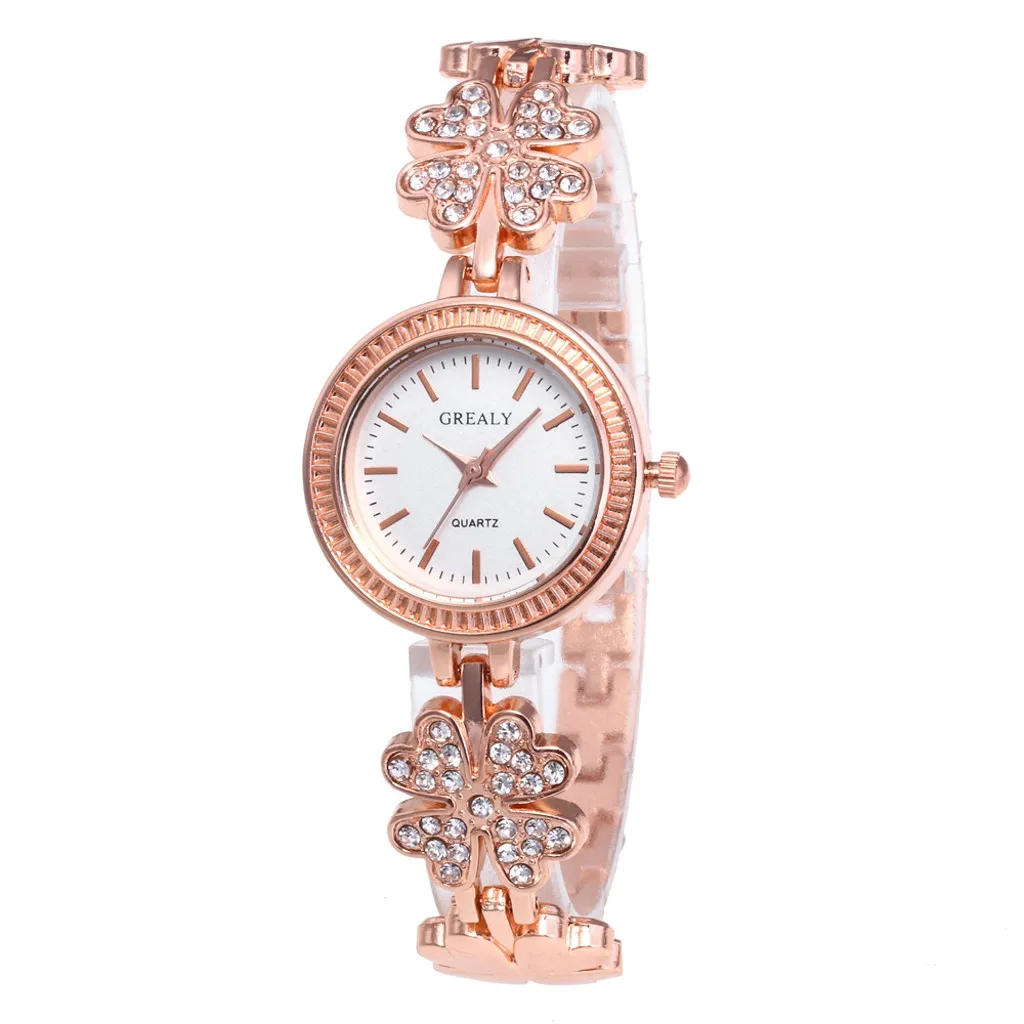 Женские наручные часы с кристаллами из нержавеющей стали, аналоговые кварцевые часы для женщин, женские часы-браслет