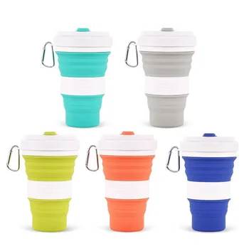 

200pcs 5 Colors Collapsible Silicone Coffee Cups Outdoor Travel Portable Folding Water Cups 550ml Free Shipping