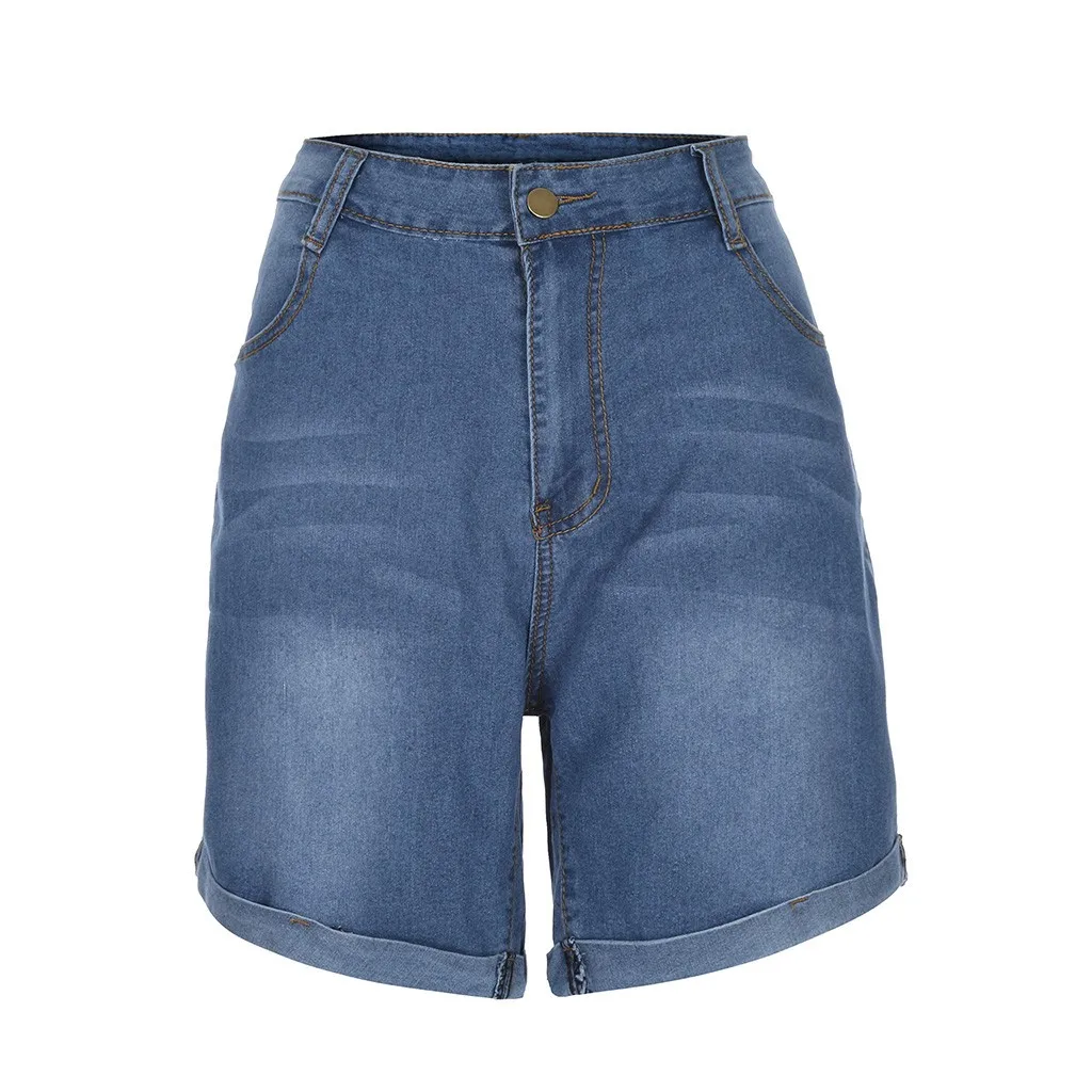Модные новые женские летние короткие джинсы, джинсовые женские джинсовые шорты с карманами, удобные шорты из полиэстера, женские шорты 40 - Цвет: As shown