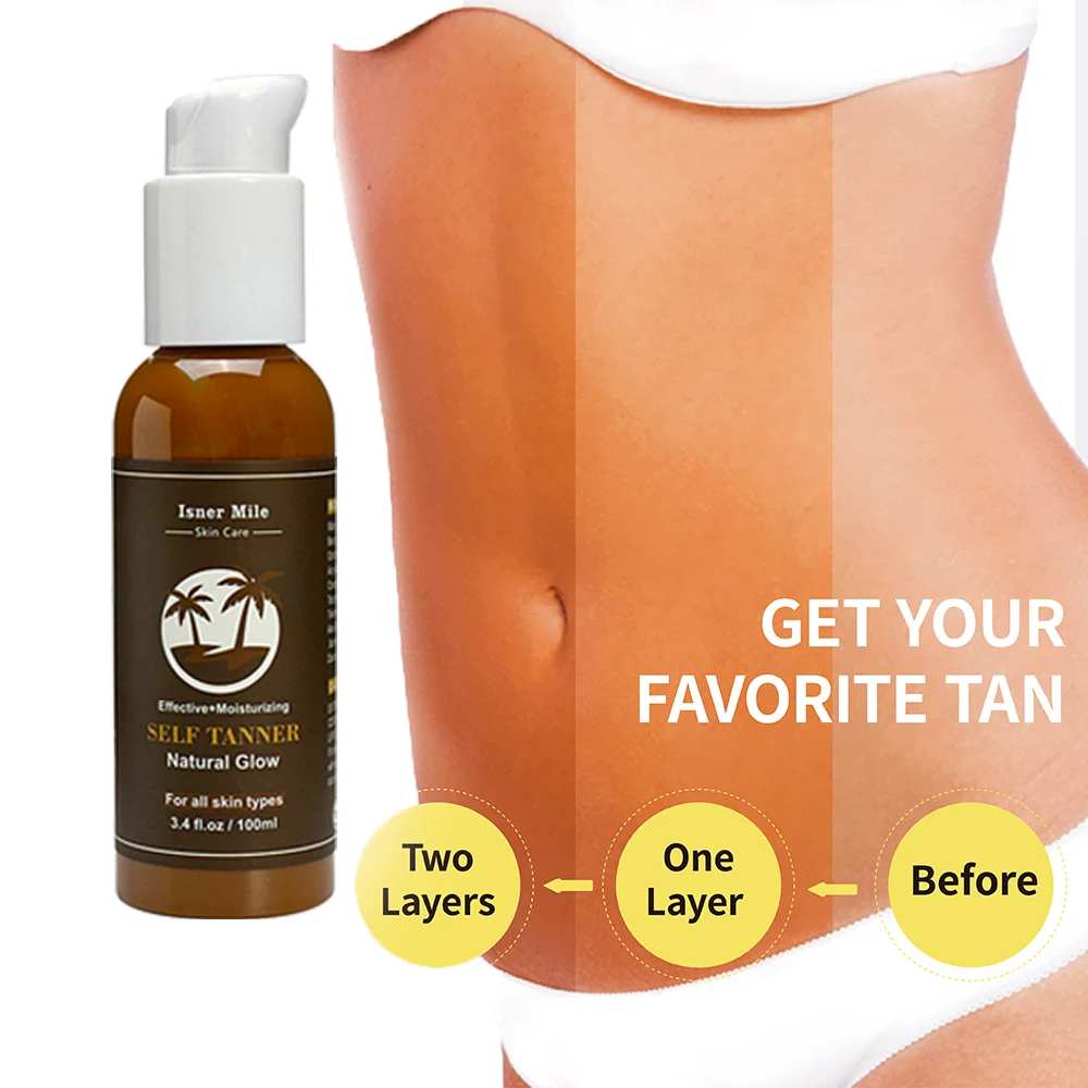 ISNER MILE Self Tanning Body Cream Sunless Bronzer Natural Solarium Oil Long Lasting Face Sun Tan Bronze Salon Lotion 100ml