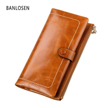 

High Quality Genuine Leather Organizer Wallets Women purse cow Real Leather Leather Zipper Bag Card coin pocket YS1203