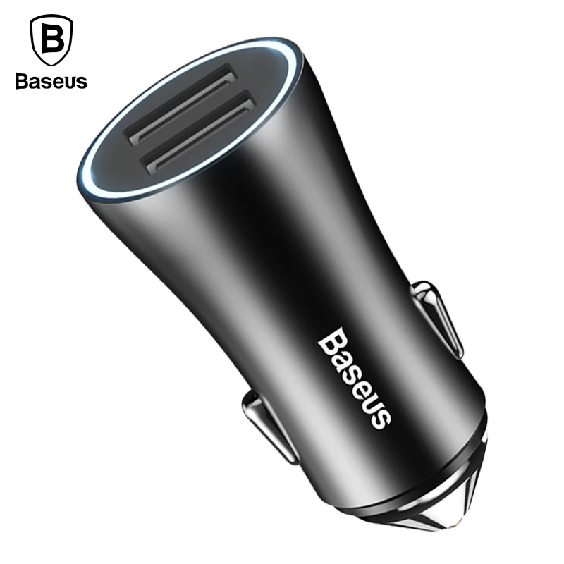 Baseus Car USB Charger For Phone Car Charger LED 2 USB Car Charger Adapter For Samsung