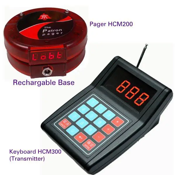 

Guest paging system for self-service restaurant (1keyboard 2pagers 1base) meal ready notification device