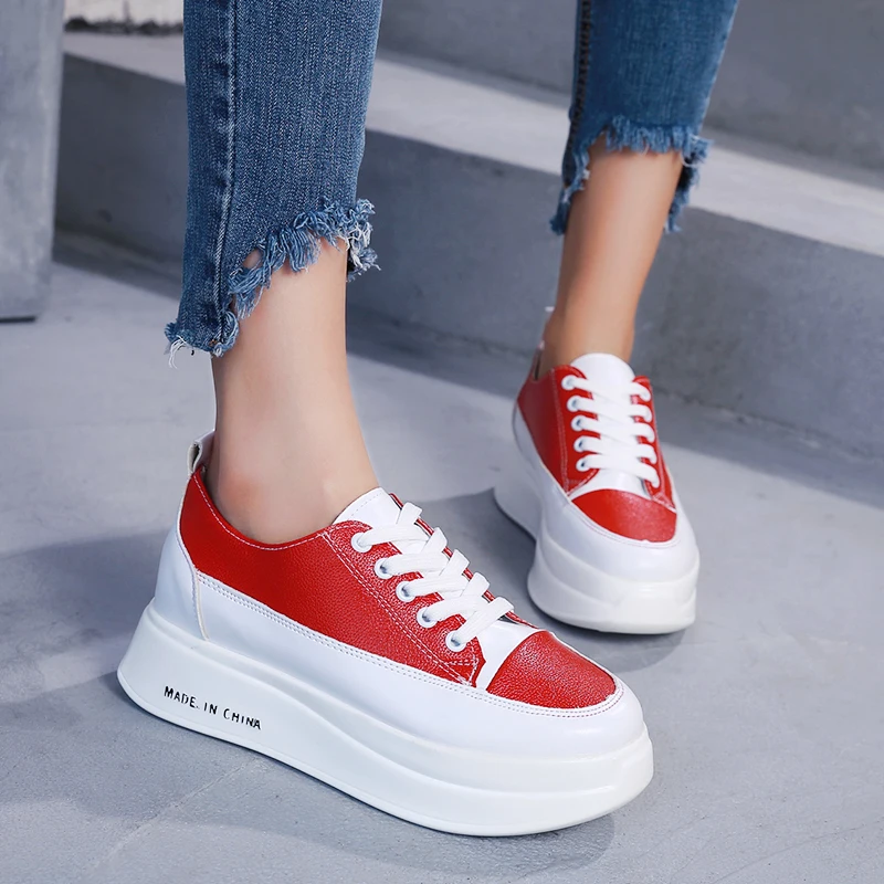 

2019 Spring New Chunky Sneakers Women Shoes Platform Sneakers Lace-up Thick Sole Heightening Shoes