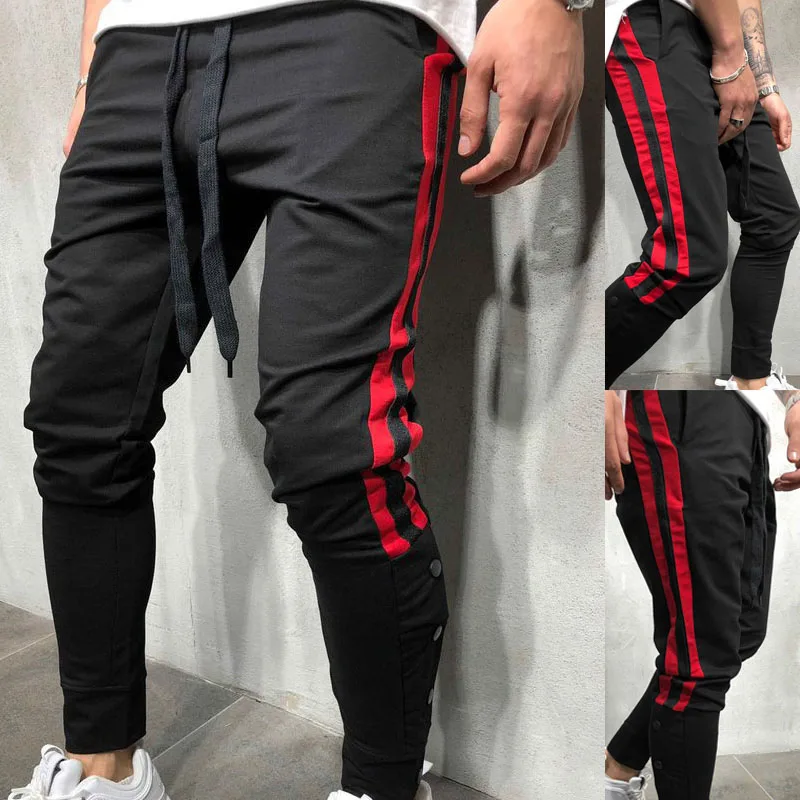

Side Striped Pencils Pants Men Hip Hop Sweatpants Fashion Streetwear Joggers Brand Male Trousers Causal Slim Fit Black Harem