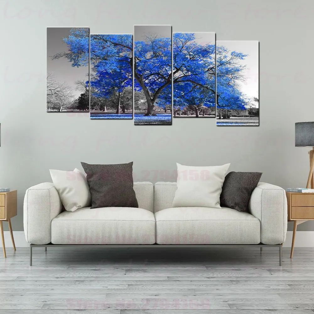 

Large Poster Blue Trees Giclee Canvas Prints Abstract Landscape Picture for Bathroom Office Home Decor Drop Shipping