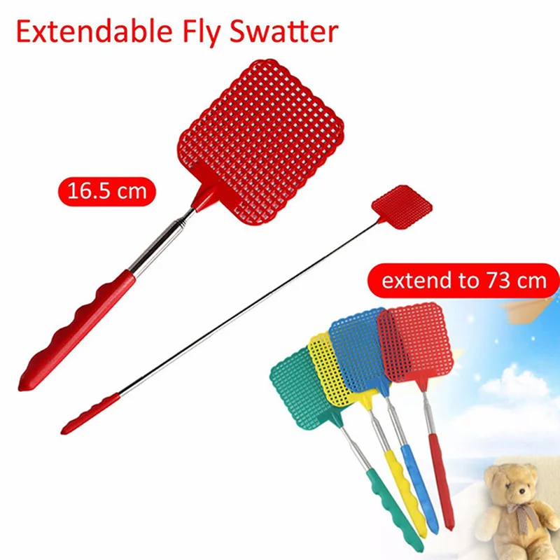 

1PC Random Color Extendable Fly Swatter Plastic Simple Pattern Fly Swatter Useful Pest Control Stainless Steel Garden Tools Trap