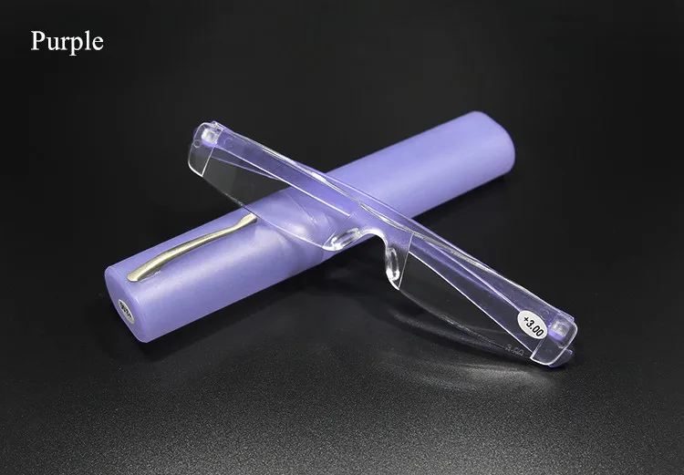 YOOSKE без оправы мини очки для чтения Для мужчин Винтаж смолы с прозрачными стеклами Для женщин Портативный ручечная пробка пресбиопии с Чехол - Цвет оправы: Фиолетовый