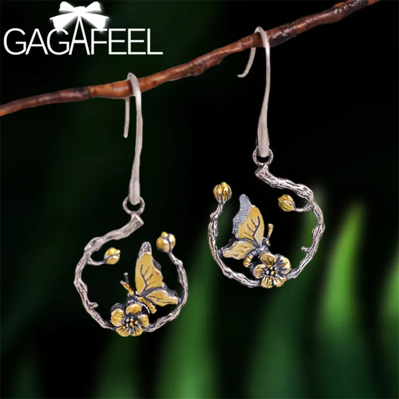 

GAGAFEEL Elegant Branch & Butterfly Silver Earrings 925 Sterling Silver Earrings for Women Female brincos