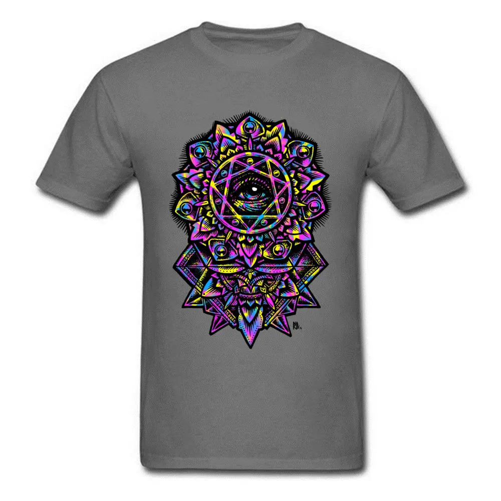 Tops & Tees Printed Labor Day Family Printed On Short Sleeve All Cotton Crewneck Men T-shirts Printed On Tee-Shirts Eye of God Flower Mandala Neon 80s carbon