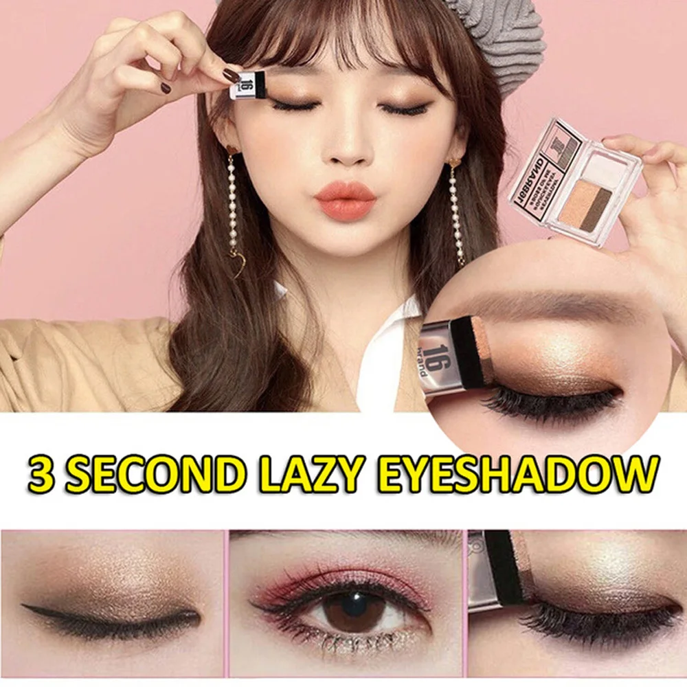 Double Color Eyeshadow Stamp Lazy Eye Shadow Makeup Palette Pigment Waterproof Shimmer Lasting Natural Nude Quickly |