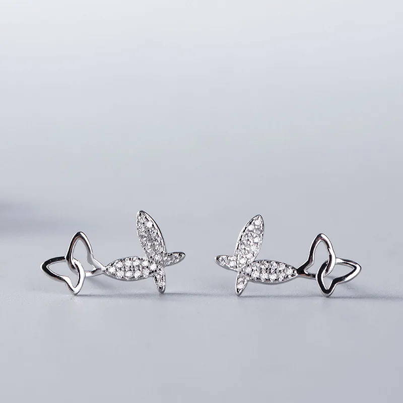 butterfly full zircon earrings woman 100% S925 silver jewelry fashion earrings for women gift silver earrings high quality