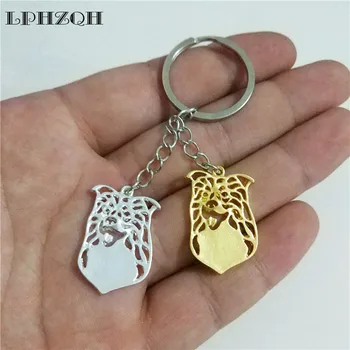 

LPHZQH Fashion Cute Border Collie Dog Keychain Women Bag Pendant Accessories Charm Gift Car Key Ring Jewelry Gold Color