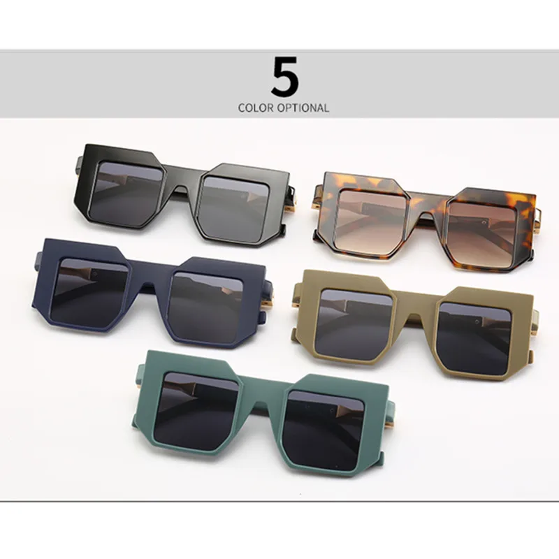 HBK Новые солнцезащитные очки с плоским верхом, очки оверсайз, Мужские квадратные солнцезащитные очки, женская мода, известный бренд, армейские черные очки Gafas de sol